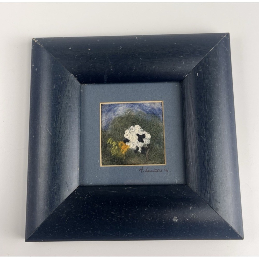 Felted Sheep Handmade Felt Art Framed Signed Country Scene Felting OOAK Wool